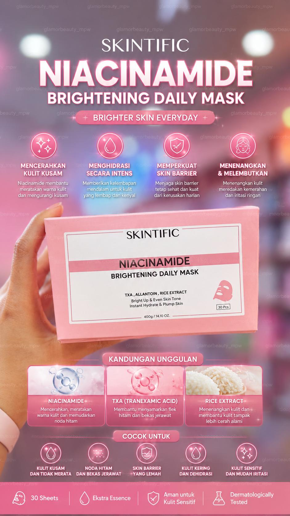 SKINTIFIC NIACINAMIDE TXA BRIGHTENING DAILY MASK