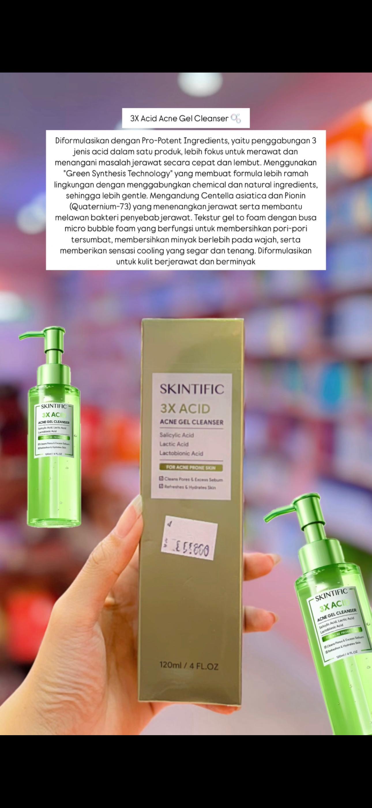 SKINTIFIC 3X ACID ACNE CLEANSER GEL 120ML
