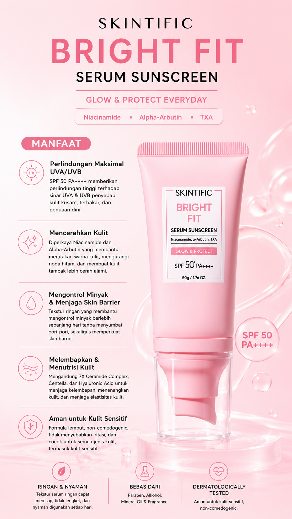 SKINTIFIC BRIGHT FIT SERUM SUNSCREEN 50G