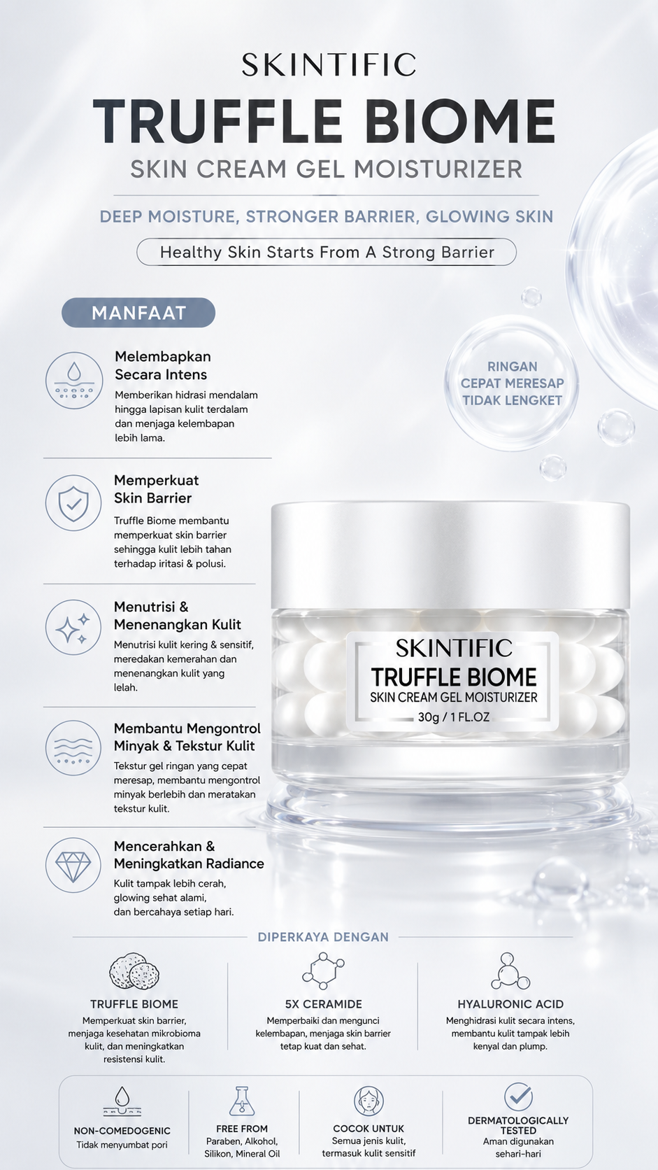 SKINTIFIC TRUFFLE BIOME 30GR SKIN CREAM MOISTURE GEL