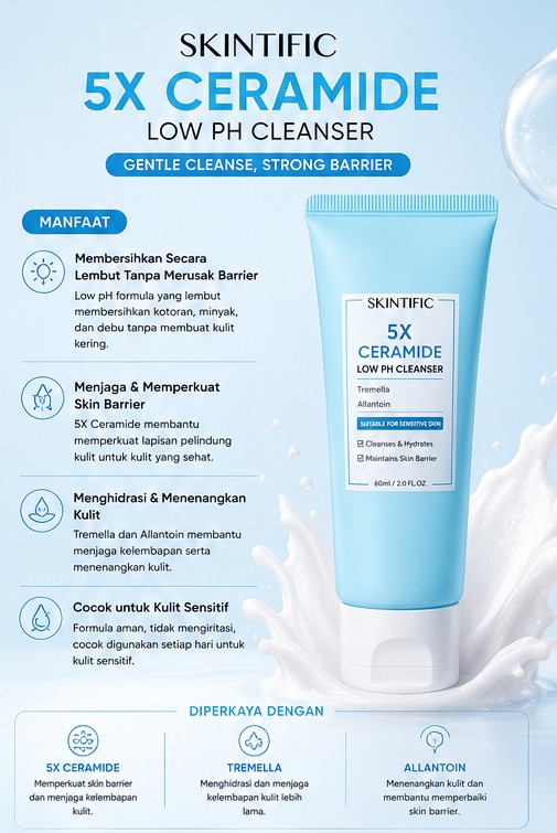 SKINTIFIC 5X CERAMIDE LOWPH CLEANSER 60ML