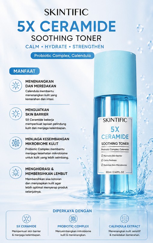 SKINTIFIC 5X CERAMIDE SHOOTHING TONER 80ML