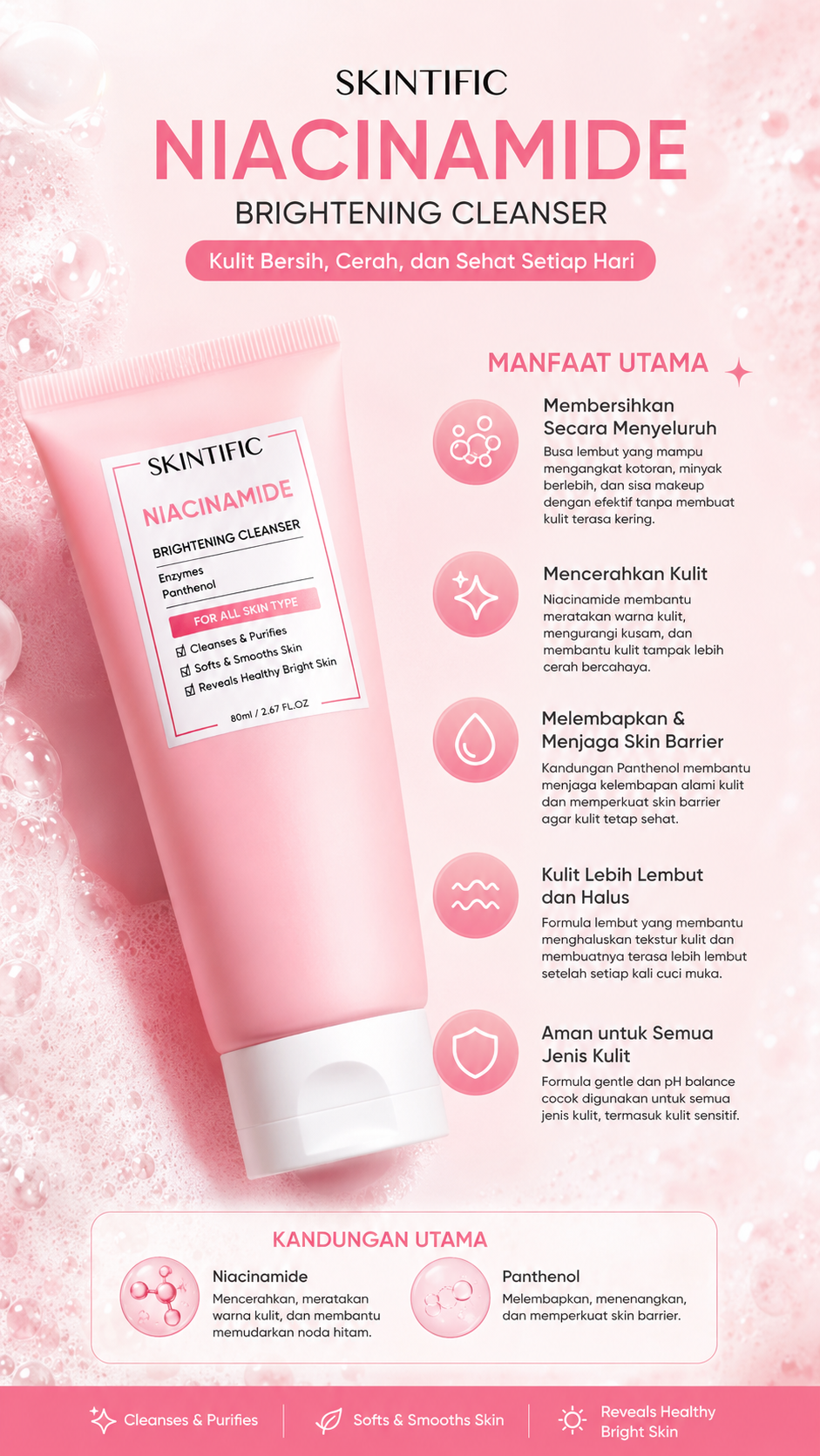SKINTIFIC NIACINAMIDE CLEANSER BRIGHT 80ML