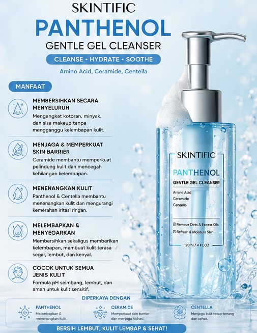 SKINTIFIC PANTHENOL GENTLE GEL CLEANSER 120ML