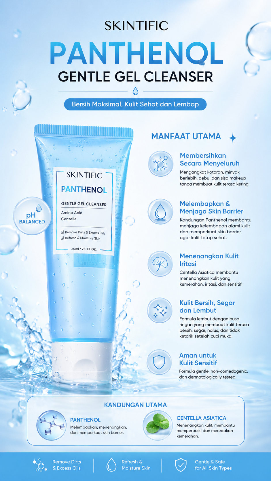 SKINTIFIC PANTHENOL GENTLE GEL CLEANSER 60ML