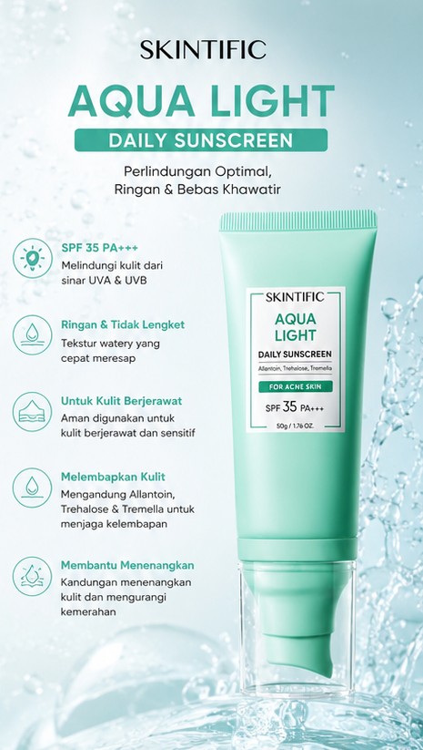 SKINTIFIC AQUA LIGHT DAILY SUNSCREEN SPF35 PA++ 50G