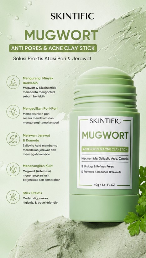 SKINTIFIC MUGWORT STICK AGNE CLAY 40GR