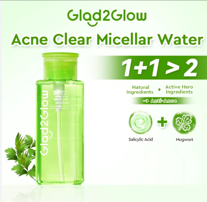 G2G MICELLAR WATER 300ML MUGWORT SAL ACID AGNE (HIJAU)