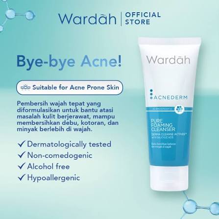 WARDAH ACNE DERM FOAMING CLEANSER 100G SALICYLIC ACID ZINC