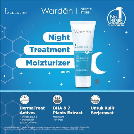 WARDAH ACNEDERM NIGHT TREATM MOIST 40M