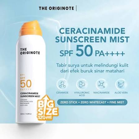 ORIGINOTE CERACINAMIDE SUNSCREEN MIST SPF50 120ML