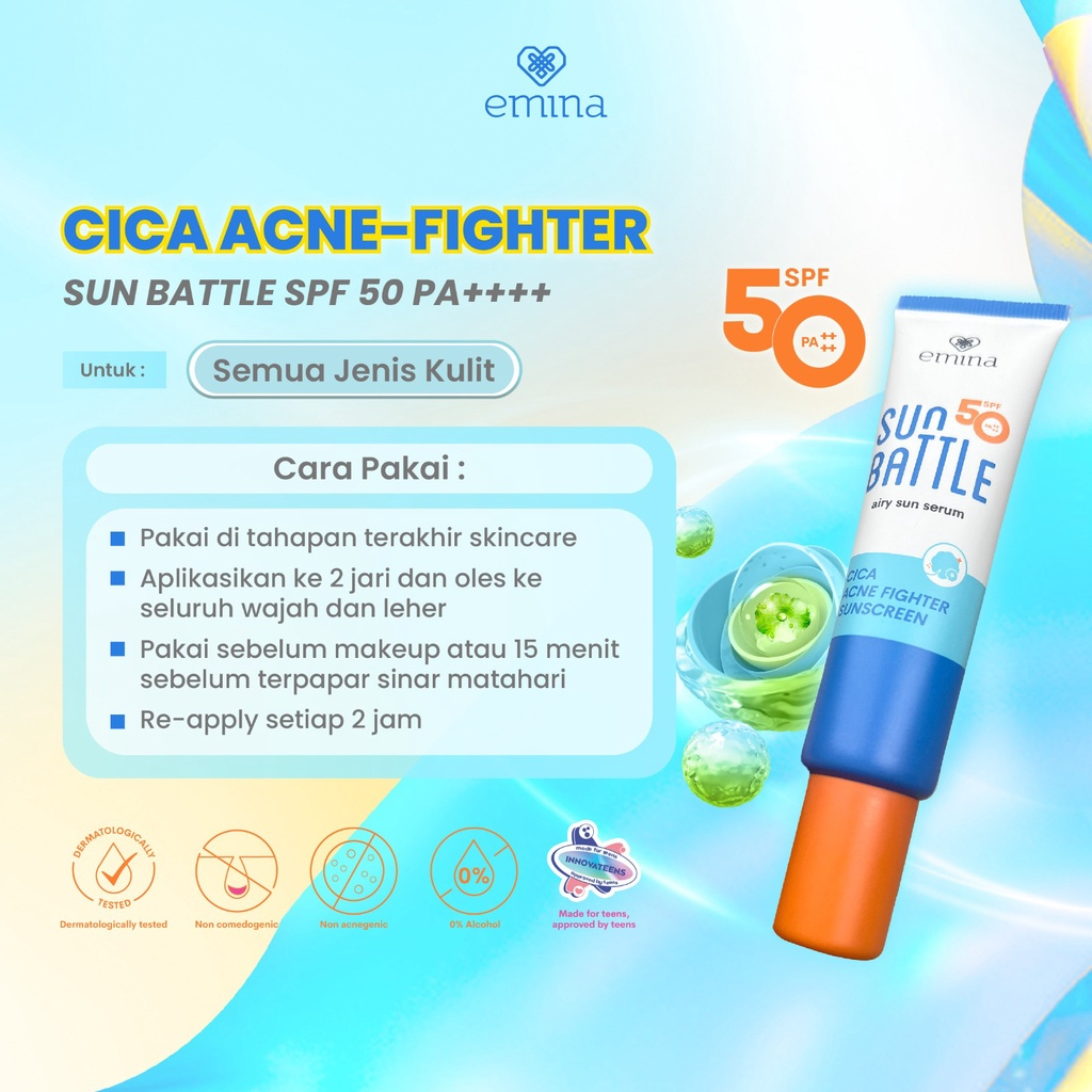 EMINA SUN BATTLE SPF 50PA++ CICA ACNE FIGHTER SUNSCREEN 30ML