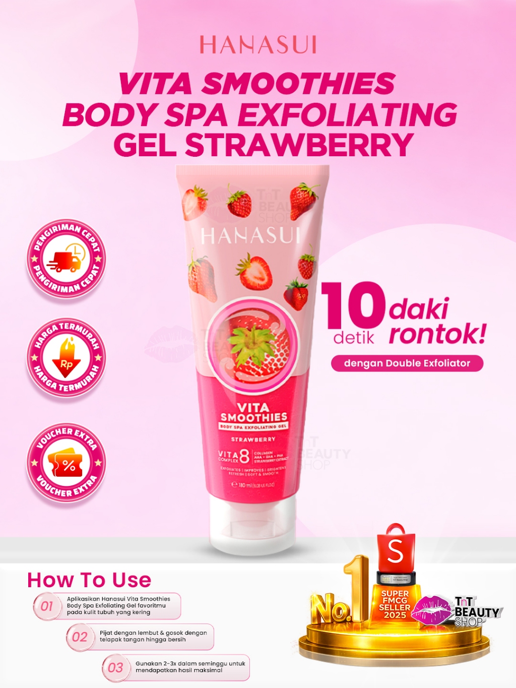 HANASUI EXFOLIATING GEL 300M STRAWBERRY