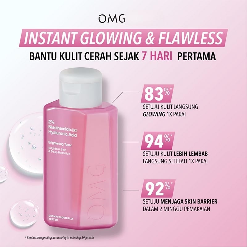OMG 2% NIACINAMIDE HYALURONIC ACID BRIGHTENING TONER 75ML