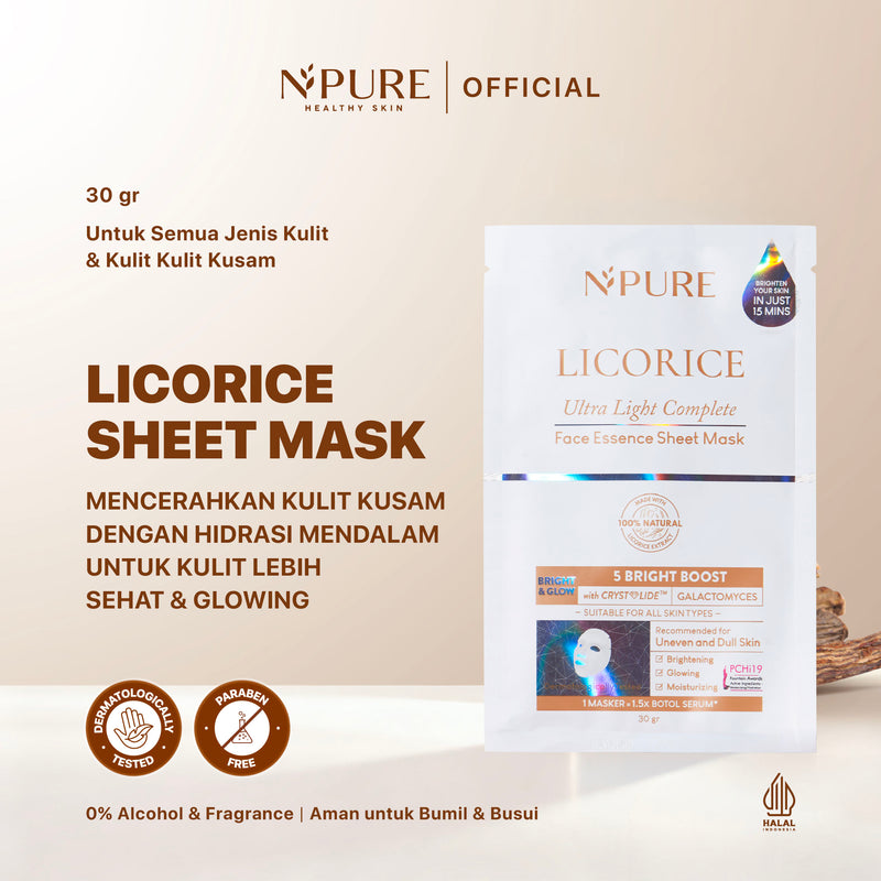 NPURE LICORICE BRIGHT & GLOW FACE ESSENCE SHEET MASK 30GR