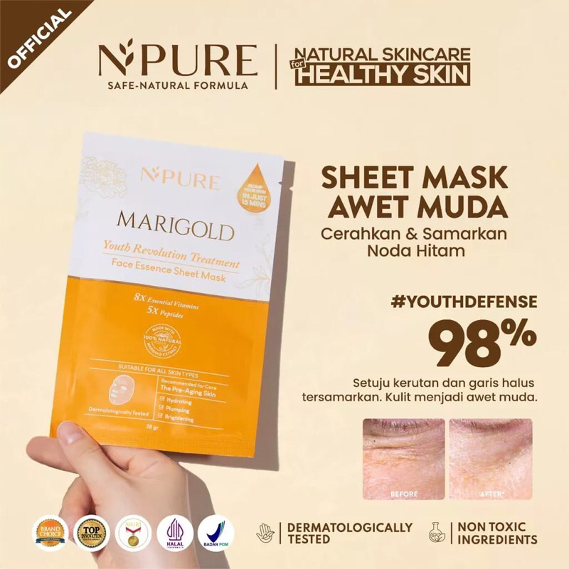 NPURE MARIGOLD FACE ESSENCE SHEET MASK 30GR