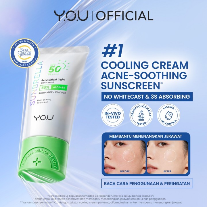 YOU SUNBRELLA 50% ALOE-B5 ACNE SHIELD LIGHT  SUNSCREEN SPF50+ 40ML