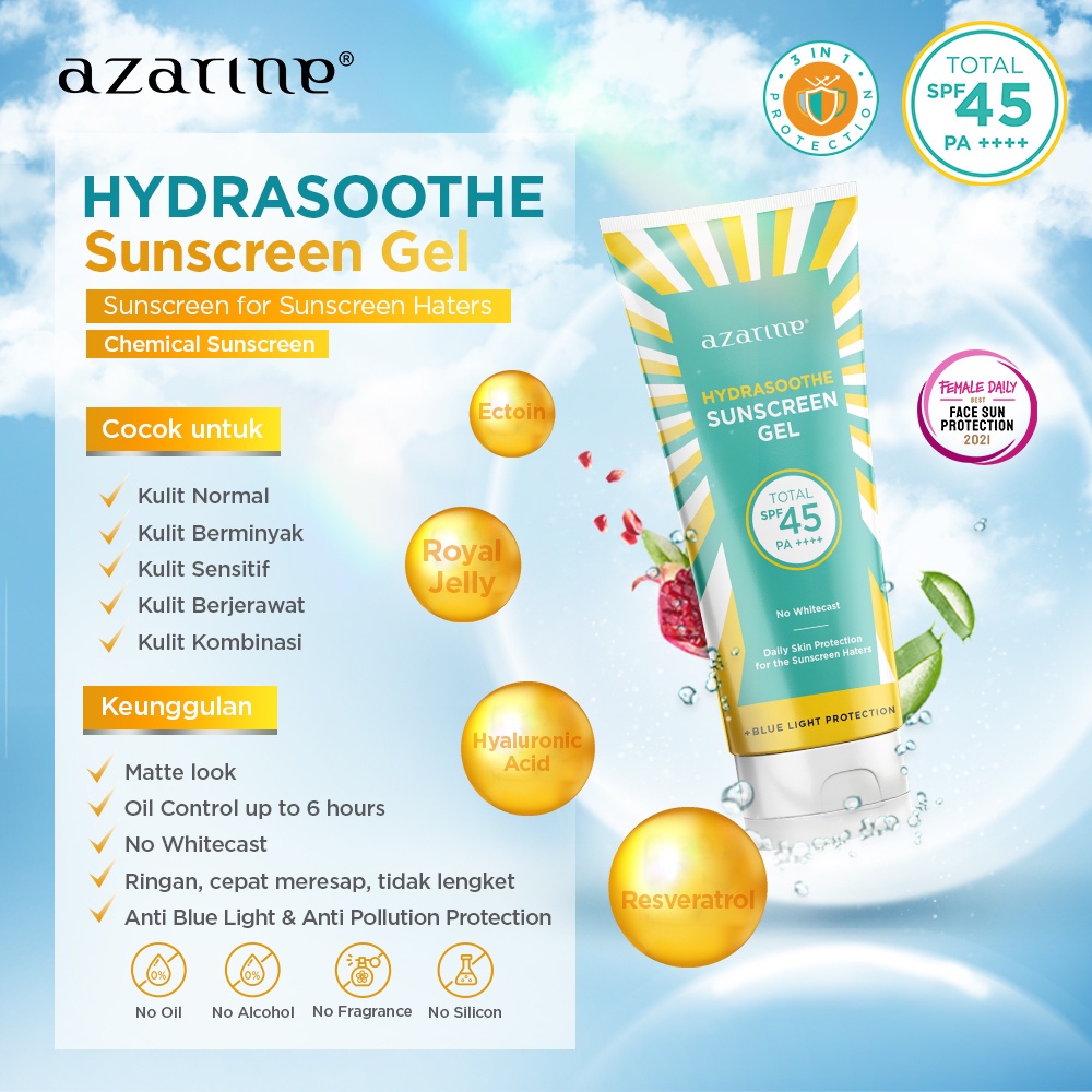AZARINE HYDRADOOTHE SUNSCREEN GEL SPF 45 30ML