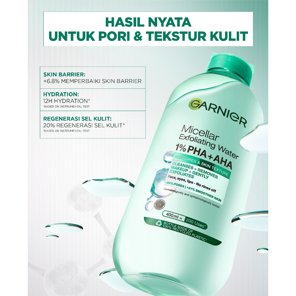 GARNIER MICELLAR WATER 125ML EXFOLIATING HIJAU