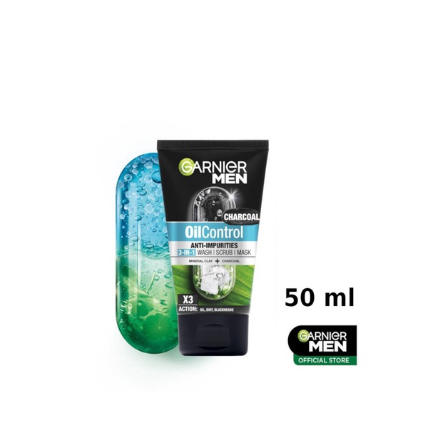 GARNIER MEN OIL CONTROL 50ML 3IN1 CHARCOAL