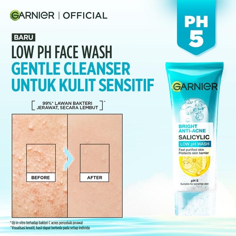 GARNIER LOW PH WASH 100ML BRIGHT ANTI ACNE