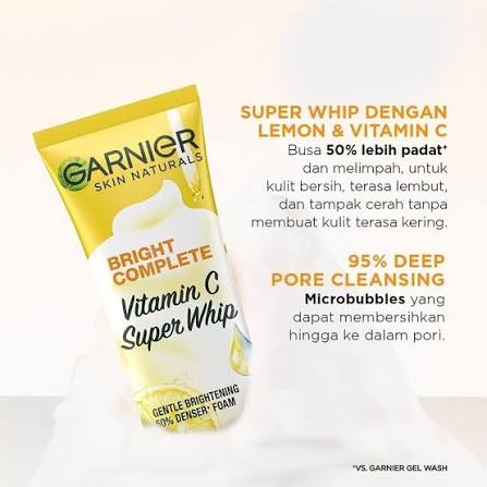 GARNIER BRIGHT COMPLETE VIT C SUPER WHIP FOAM 100ML