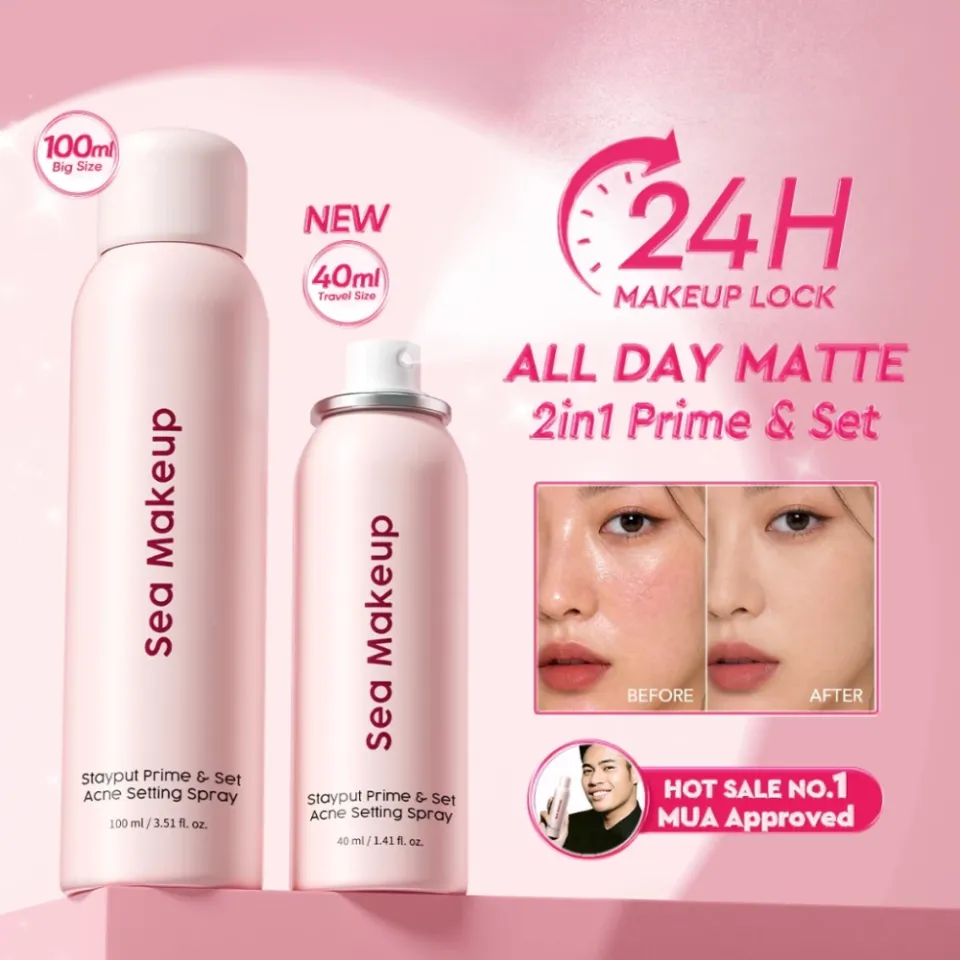 SEA MAKEUP STAYPUT PRIME & SET ACNE SETTING SPRAY 100ML (PINK)