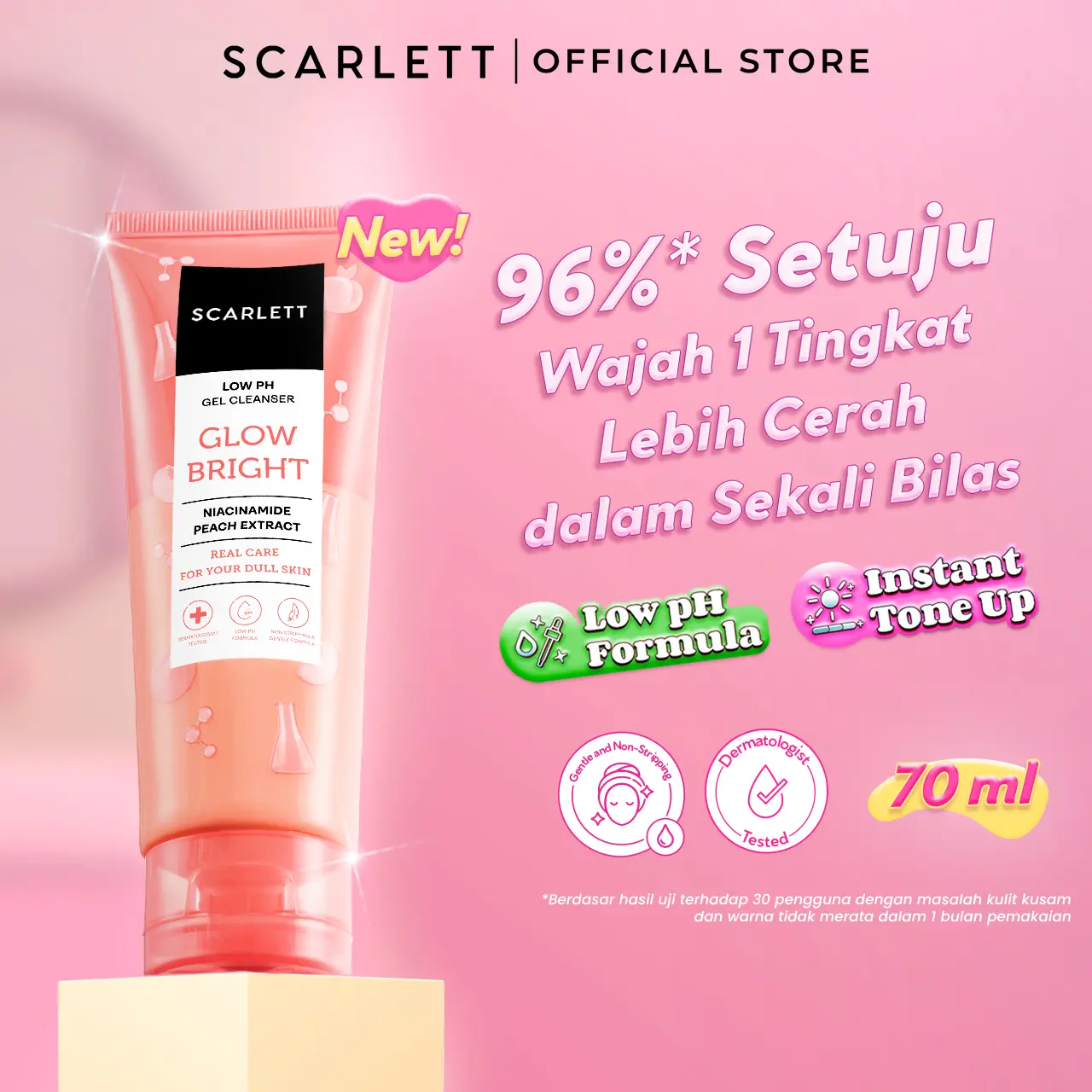 SCARLETT GLOW BRIGHT LOW PH GEL CLEANSER 100ML NIACINAMIDE
