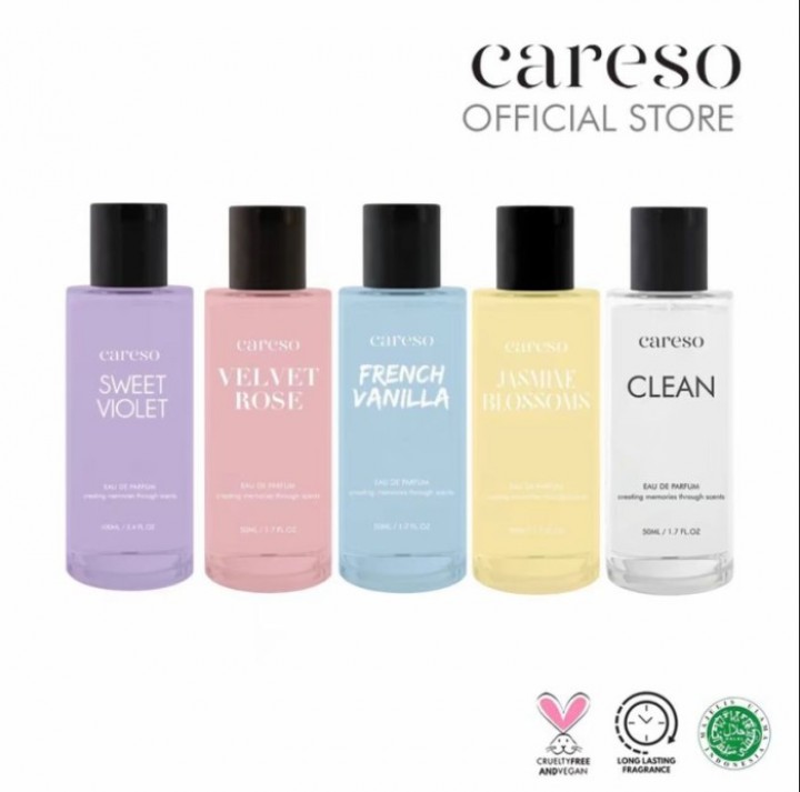 CARESO EDP 50ML CLEAN, FRENCH VANILLA, LYCHEE KISS, OUD ROUGE, SWEET VIOLET