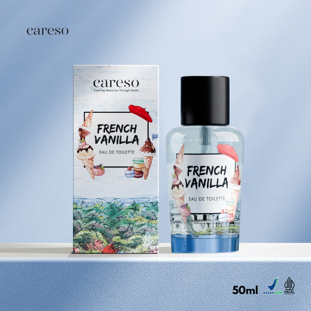 CARESO EDT 50ML FRENCH VANILLA, FRUITEE FRESH, JASMINE BLOSSOMS, SPRING IN NEW YORK, VELVET ROSE