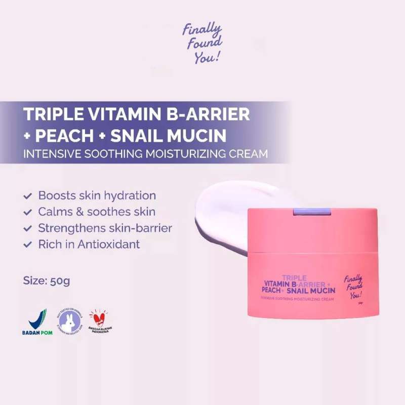 FFY TRIPLE VIT BARRIER PEACH SNAIL MUCIN MOIST CREAM 50GR (PINK) PCS